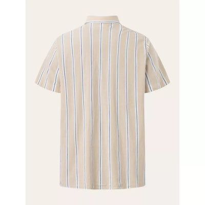 RELAXED FIT STRIPED SHORT SLEEVED COTTON SHIRT