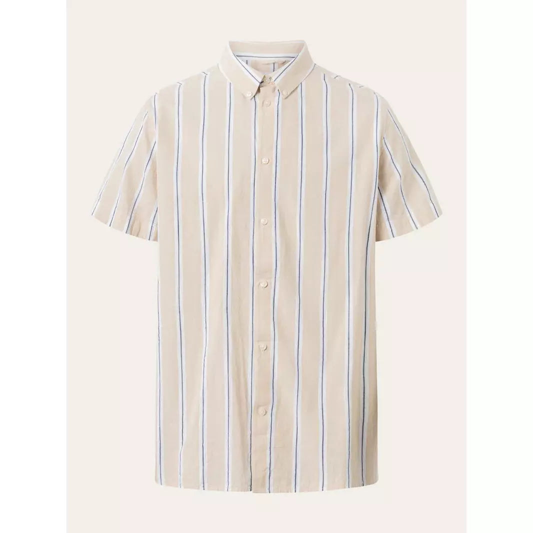 RELAXED FIT STRIPED SHORT SLEEVED COTTON SHIRT